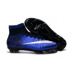 Cristiano Ronaldo CR Chaussure 2016 Nike Mercurial Superfly FG Bleu Royal Argent