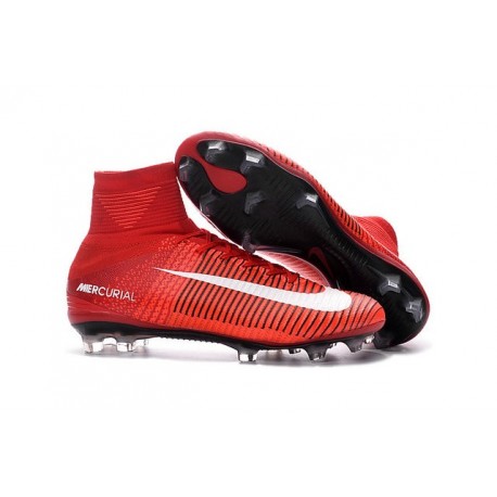 Chaussures a Crampons Nouvel 2016 Nike Mercurial Superfly V FG Rouge Blanc