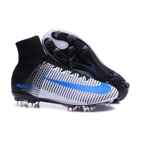 Nouveaux 2016 Chaussure Nike Mercurial Superfly V FG ACC Blanc Noir Bleu