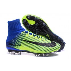 Nouveaux 2016 Chaussure Nike Mercurial Superfly V FG ACC Vert Bleu Noir