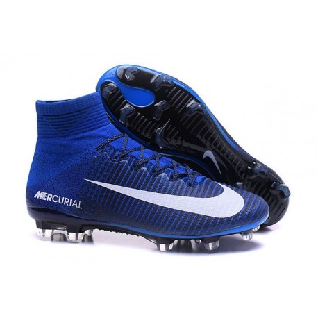 Nouveaux 2016 Chaussure Nike Mercurial Superfly V FG ACC Bleu Blanc