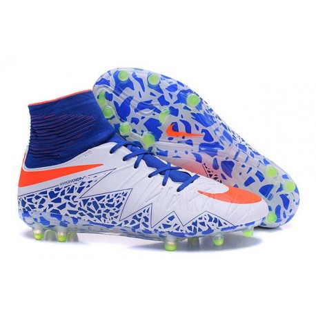 Crampon de Foot Nouvelles Nike HyperVenom Phantom II FG Blanc Bleu Rouge