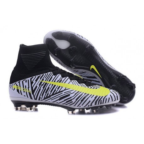 Nike Crampons Football Nouvelles Mercurial Superfly 5 FG Blanc Noir Jaune