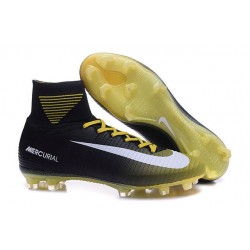 Chaussure de Foot Nike Merceurial Suprfly V FG Noir Jaune Blanc