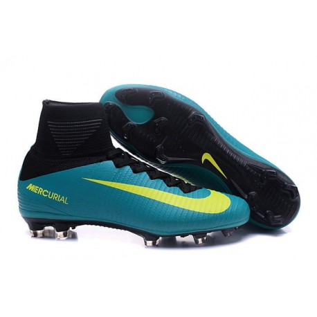 Chaussure de Foot Nike Mercurial Superfly V FG Bleu Jaune