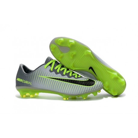 Crampon de Football Nouveau 2016 Nike Mercurial Vapor 11 FG Platine Noir Vert