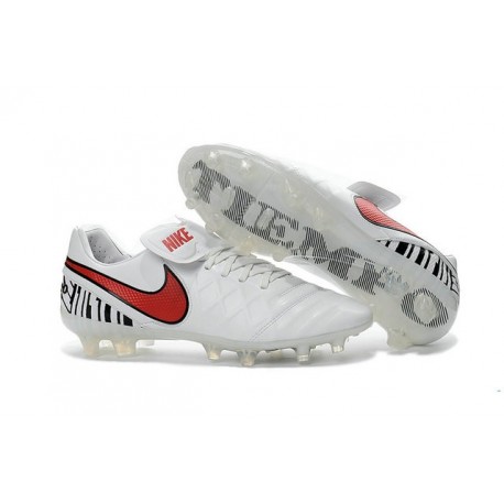 Crampon Football Cuir Nike Tiempo Legend VI FG Blanc Rouge