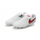 Crampon Football Cuir Nike Tiempo Legend VI FG Blanc Rouge