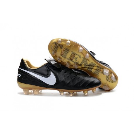 Crampon Football Cuir Nike Tiempo Legend VI FG Noir Rouge Or