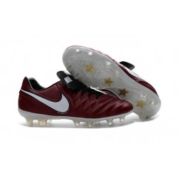 Crampon Football Cuir Nike Tiempo Legend VI FG Rouge Blanc