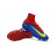 Chaussure de Foot Nike Mercurial Superfly V FG Rouge Bleu Jaune