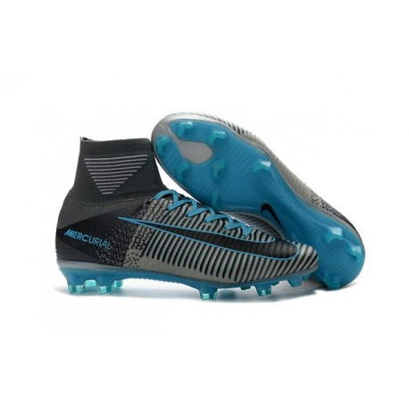 Chaussure de Foot Nike Mercurial Superfly V FG Gris Noir Bleu