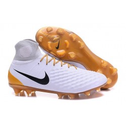 Nike Magista Obra II FG Nouveau Homme Chaussures Blanc Or Noir 