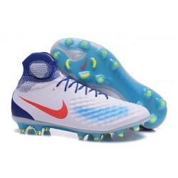 Crampons de Football Meilleurs Nike Magista Obra II FG Blanc Bleu Rouge