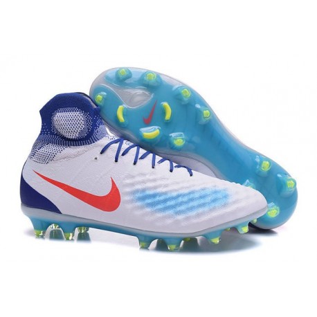 Crampons de Football Meilleurs Nike Magista Obra II FG Blanc Bleu Rouge