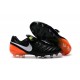 Crampon Football Cuir Nike Tiempo Legend VI FG Noir Orange Blanc