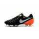 Crampon Football Cuir Nike Tiempo Legend VI FG Noir Orange Blanc