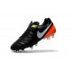 Crampon Football Cuir Nike Tiempo Legend VI FG Noir Orange Blanc