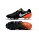 Crampon Football Cuir Nike Tiempo Legend VI FG Noir Orange Blanc