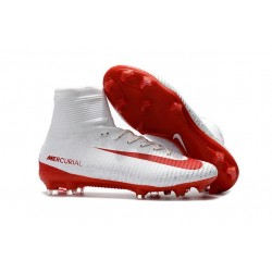 Nike Crampon Football Mercurial Superfly 5 FG Homme Blanc Rouge