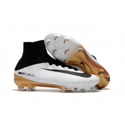 Nouveaux Crampons Football Nike Mercurial Superfly 5 FG ACC Blanc Or Noir