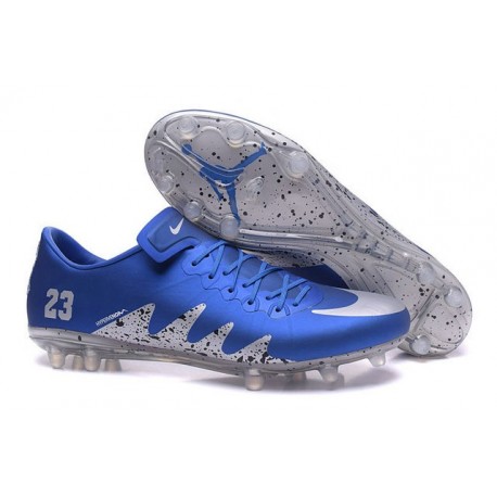 Nike Hypervenom Phinish FG Chaussures Football Neymar Jordan Bleu Argent