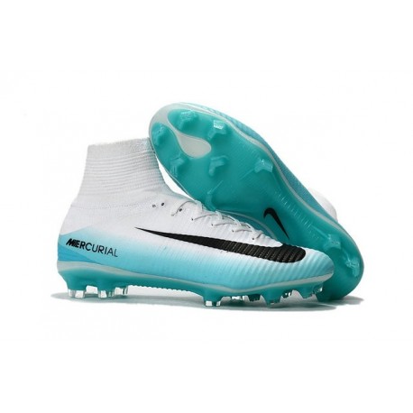 Nouveaux Crampons Football Nike Mercurial Superfly 5 FG ACC Blanc Bleu Noir