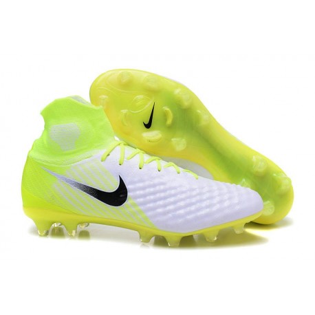 Nike Magista Obra 2 FG Homme 2017 Crampon de Football Blanc Jaune