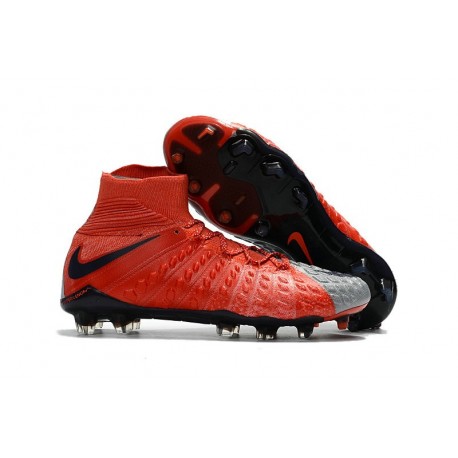 Chaussure de Foot Nike HyperVenom Phantom 3 FG Rouge Gris