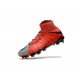 Chaussure de Foot Nike HyperVenom Phantom 3 FG Rouge Gris