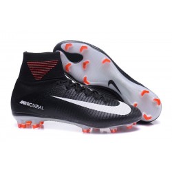 Nike Mercurial Superfly V FG Nouvelle Chaussures de Foot Noir Blanc