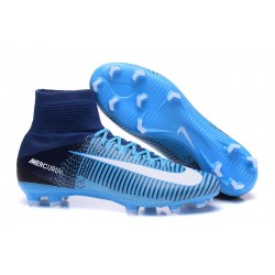 Nike Mercurial Superfly V FG Nouvelle Chaussures de Foot Bleu Noir Blanc