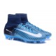 Nike Mercurial Superfly V FG Nouvelle Chaussures de Foot Bleu Noir Blanc