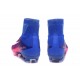 Nike Mercurial Superfly V FG Nouvelle Chaussures de Foot Rose Bleu Blanc