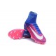 Nike Mercurial Superfly V FG Nouvelle Chaussures de Foot Rose Bleu Blanc