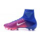 Nike Mercurial Superfly V FG Nouvelle Chaussures de Foot Rose Bleu Blanc