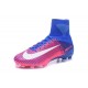 Nike Mercurial Superfly V FG Nouvelle Chaussures de Foot Rose Bleu Blanc