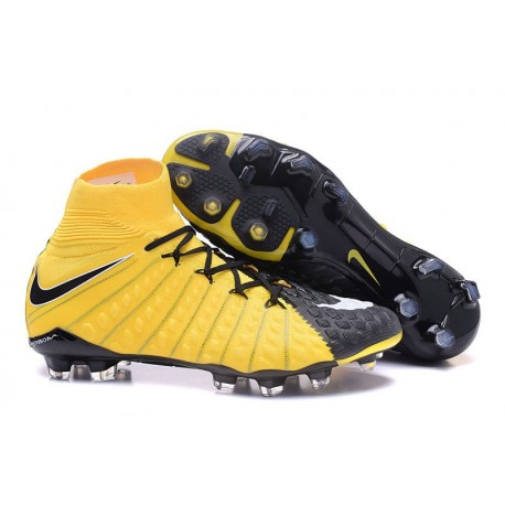 Chaussure de Foot Nike HyperVenom Phantom 3 FG Jaune Noir