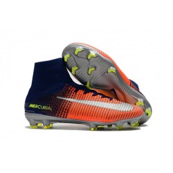 Nike Mercurial Superfly V FG Nouvelle Chaussures de Foot Bleu Chrome Carmin