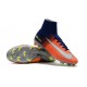 Nike Mercurial Superfly V FG Nouvelle Chaussures de Foot Bleu Chrome Carmin