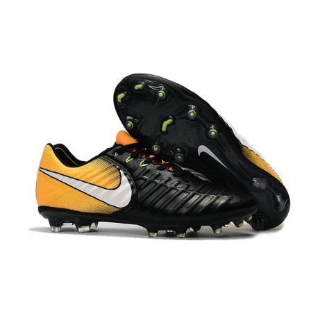 Chaussure de Foot Nouvelles Nike Tiempo Legend VII FG Cuir - Noir Jaune