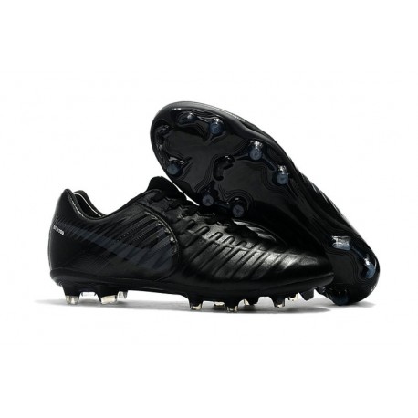 Chaussure de Foot Nouvelles Nike Tiempo Legend VII FG Cuir - Tout Noir