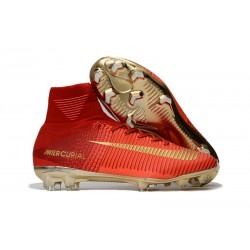 Nike Mercurial Superfly V FG Nouvelle Chaussures de Foot Rouge Or