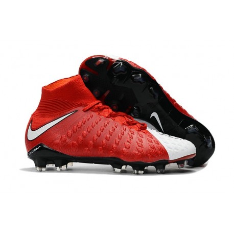 Nike Crampon Football Nouvel 2017 HyperVenom Phantom III DF FG Rouge Blanche