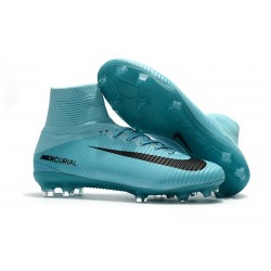 Crampons de Football Homme Nouveau Nike Mercurial Superfly V FG Bleu Noir