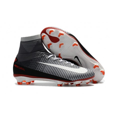 Crampons de Football Homme Nouveau Nike Mercurial Superfly V FG Noir Gris Blanc