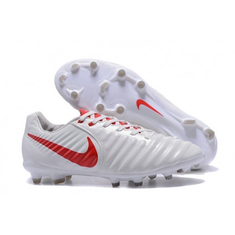 Chaussure de Foot Nouvelles Nike Tiempo Legend VII FG Cuir - Blanc Rouge