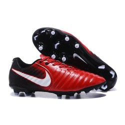 Chaussure de Foot Nouvelles Nike Tiempo Legend VII FG Cuir - Rouge Noir Blanc