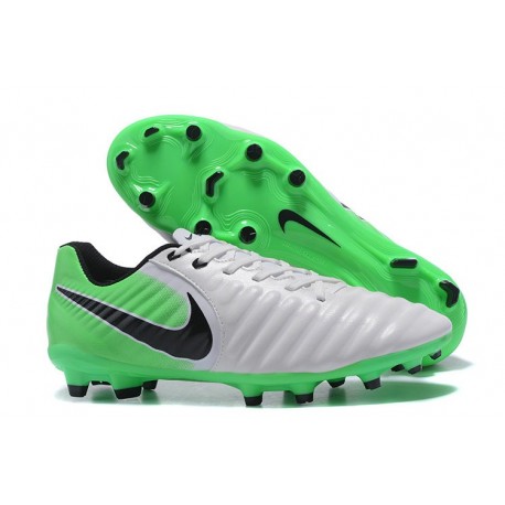 Nike Tiempo Legend 7 FG Kangourou Crampons Football - Blanc Vert Noir