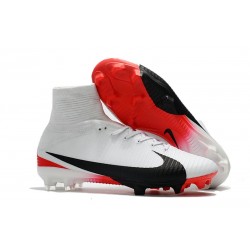 Crampons de Football Homme Nouveau Nike Mercurial Superfly V FG Blanc Rouge Noir